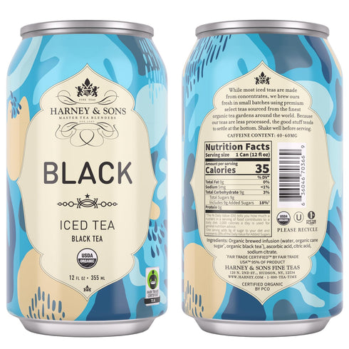 12 oz (Pack 12) Harney & Sons Organic Black Iced Tea, can