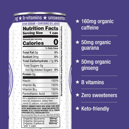 B12 B6,Sugar 16 Oz,Blackberry,(Pack 16) Hiball Clean Energy Seltzer Water,Caffeinated Sparkling Water Made with Vitamin