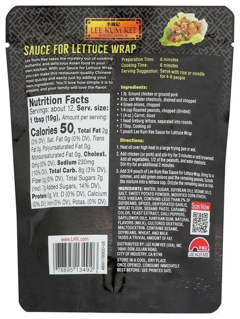 8oz (4 Pack)4 Lee Kum Kee Panda Brand SAUCE for LETTUCE WRAP