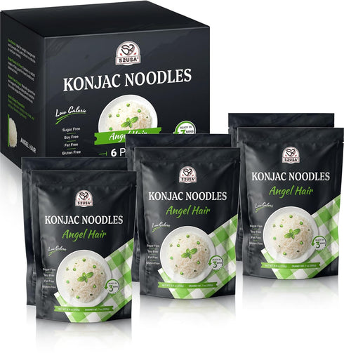 52USA Konjac Shirataki Noodle, Angel Hair, Low Carb Pasta 52.8 Oz (1500