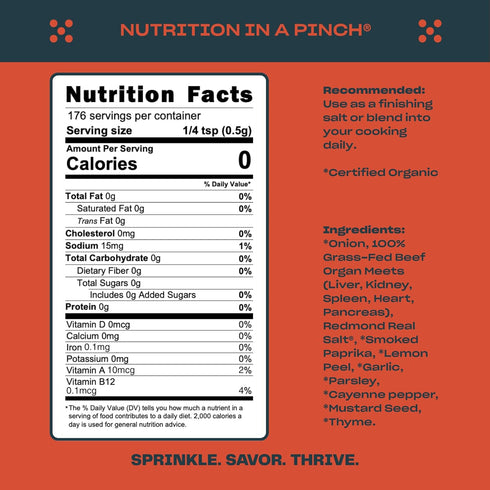 100 Pluck Southwest AKA Spicy Mild Organ Meat Blend Seasoning | From Grass-Fed & Grass-Finished Pastured Beef Organs