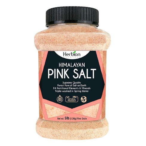 HERBION Naturals Himalayan Pink Salt Jar Fine Grain, GMO Free, Supreme Quality