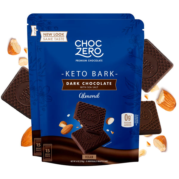 ChocZero Keto Bark, Dark Chocolate Almonds with Sea Salt, Sugar Free, Low