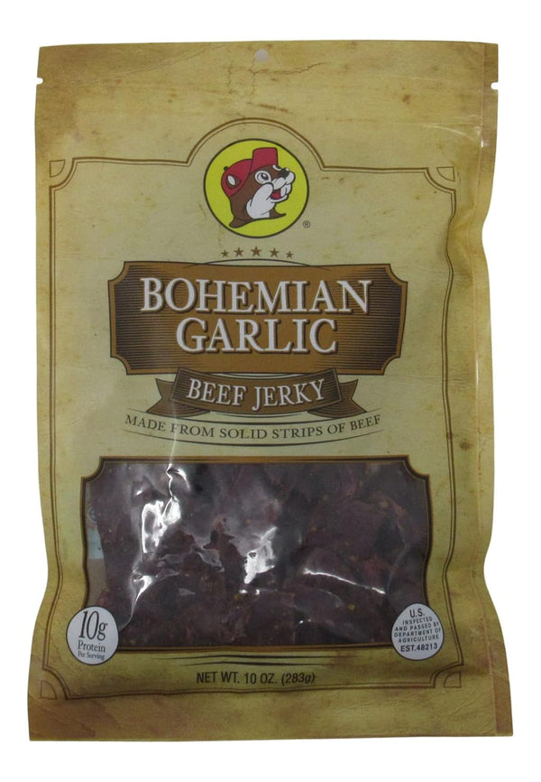 Buc-ee's Bohemian Recipe Garlic Beef Jerky in a Resealable Bag, Made in Texas,