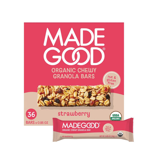 MadeGood Strawberry Granola Bars (36 Count, 0.85oz Each) Contain Nutrients from Vegetables,