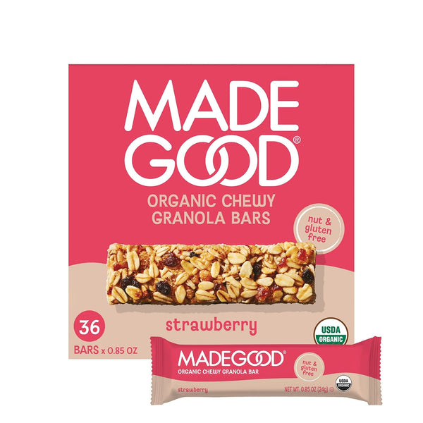 MadeGood Strawberry Granola Bars (36 Count, 0.85oz Each) Contain Nutrients from Vegetables,