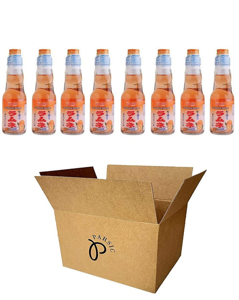 PARSIC RAMUNE Japanese Soft Drink multi-pack, 8 Bottles, 6.76 Fluid Ounce (Orange)