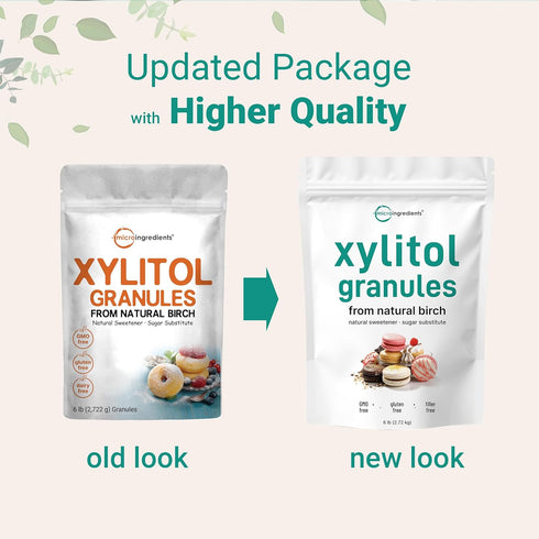 6 1:1 Xylitol Sweetener, Pounds, Natural Sweetener, Sugar Substitute and Low Calorie, Great for Baking and Cooking, No