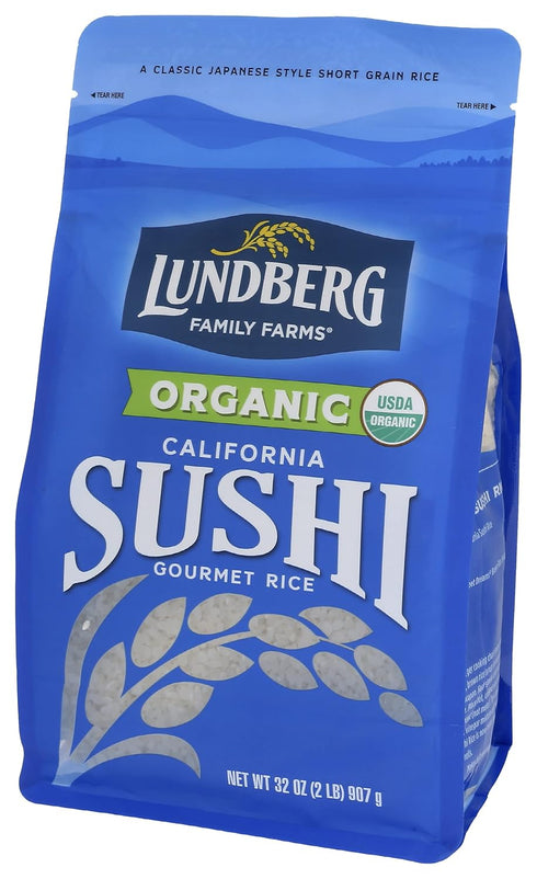 (32 Oz) (Pack 2) Lundberg Family Farms - Organic California Sushi Rice, Japanese Style Short Grain Rice, Perfectly
