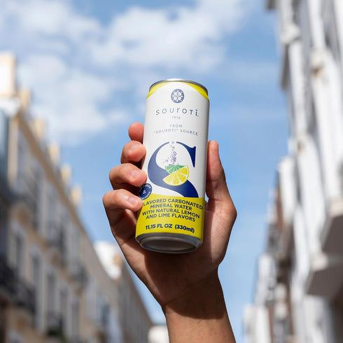 Souroti 1000 6-Pack, 330ml Sparkling Lemon & Lime Flavored Carbonated Mineral Water Refresh & Unwind | Naturally