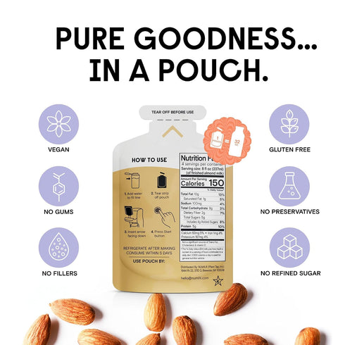 12-Pack 32oz Numilk Pouches - Original Almond - Creamy Plant-Based Milk in Seconds - Easy-to-Use with Numilk Machine