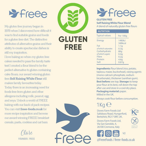 freee Gluten Free Self Raising White Flour | All Purpose Flour for Cakes, Muffins & Pancakes Baking | Imported from UK