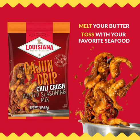 2oz Pack Louisiana Fish Fry Cajun Drip Bag - Seafood Seasoned Butter Sauce - Elevate your boiled seafood game