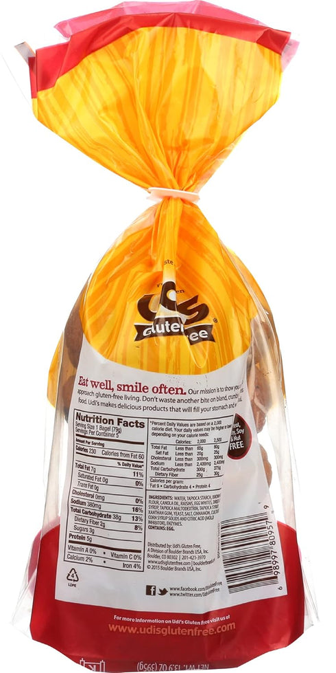 Udi's Gluten Free Bagels with Cinnamon and Raisin Flavor