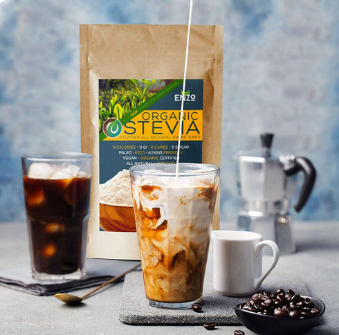Enzo Easy Use Organic Stevia Powder 200g (7.05oz) - All Natural Sweetener, 12x Sweeter than Sugar
