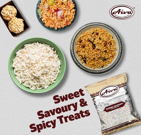 14oz (400g) AIVA Basmati Mamra (Puffed Rice) All Natural | Indian Puffed Rice | Basmati Kurmura
