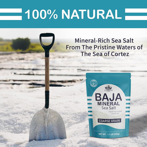 1.1lb 18oz 100% (1.1lb Le Marinier Baja Mineral Sea Salt Coarse Grain, - | Natural and Unrefined | Authentic Baja Sea