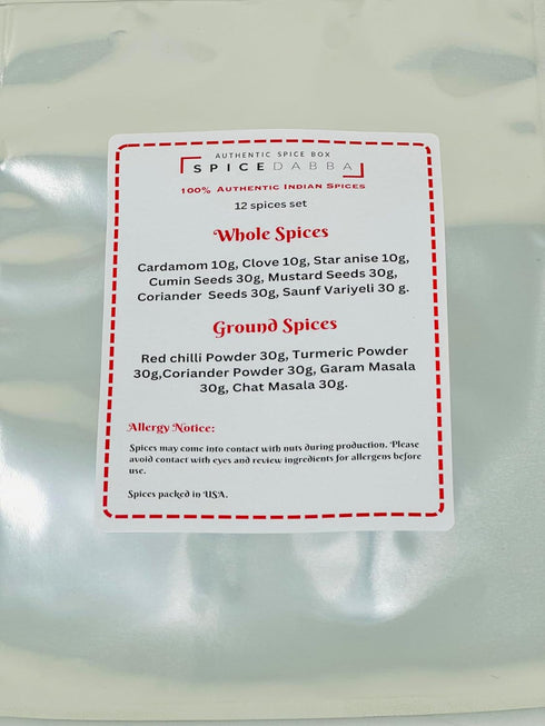 12 Set: Authentic Indian Spice Spice Assorted Spices, Herbs, and Seasonings