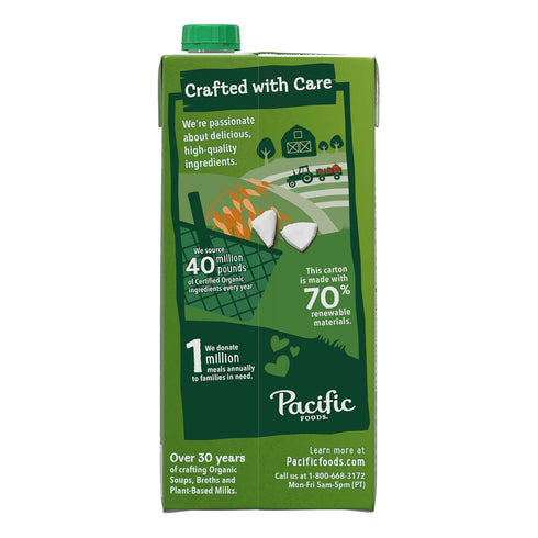 32 oz (Pack 2) Pacific Foods Organic Unsweetened Coconut Milk, Plant Based Milk, Carton