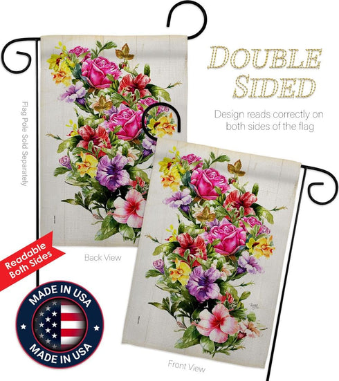 Breeze Decor Mix Bouquet Garden Flag Spring Floral Sunflower Tulip Rose Orchid Lilies Season Springtime Flower Wreath