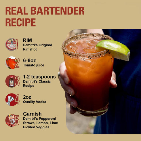 Rimmer 4 oz Demitri's RimShot Bloody Mary Rim Salt, Made With Hawaiian Sea & Smoked Spices, for Cocktails, Perfect