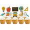 Mulukaya 30Pcs Back to School Themed Cupcake Toppers, Blackboard Pencil Ruler School Bus Cake Picks