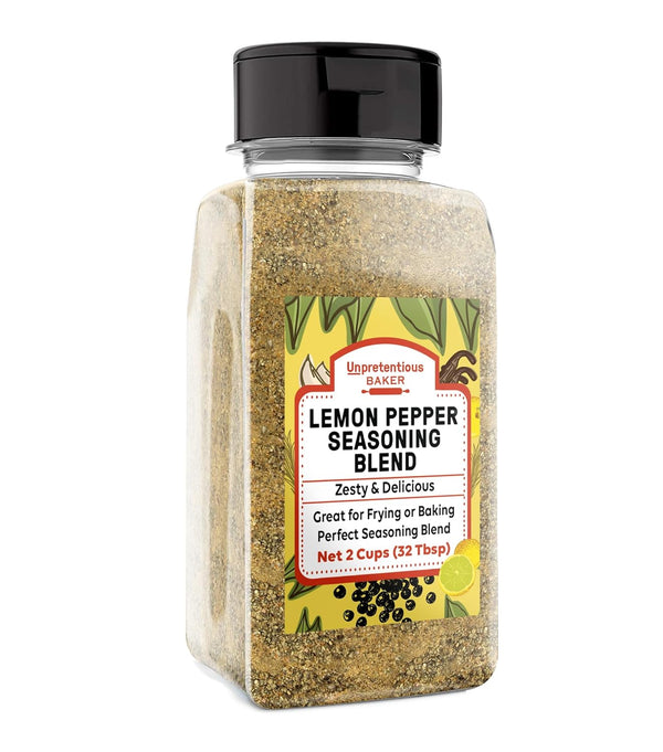 Unpretentious Lemon Pepper Seasoning, 2 Cups, Great Zesty Flavor for Baking or Frying