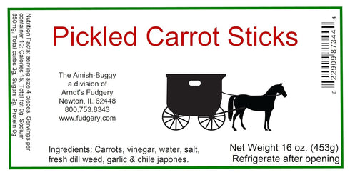 Arndts Fudgery DBA The Amish-Buggy Pickled Vegetables - Two jars (Pickled Carrot Sticks)