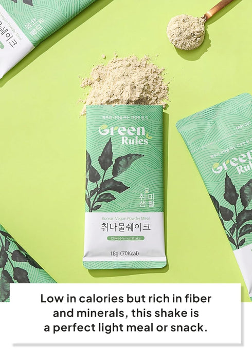 Set 10 Packs Korean Food Greenrules Korean Grain Shake Gift with Chwinamul Plant-Based Meal Mix Powder, Stick + Free