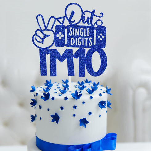 Gaming Happy 10th Birthday Cake Topper - Level 10 Unlocked Glittery Video Game Themed Decorations
