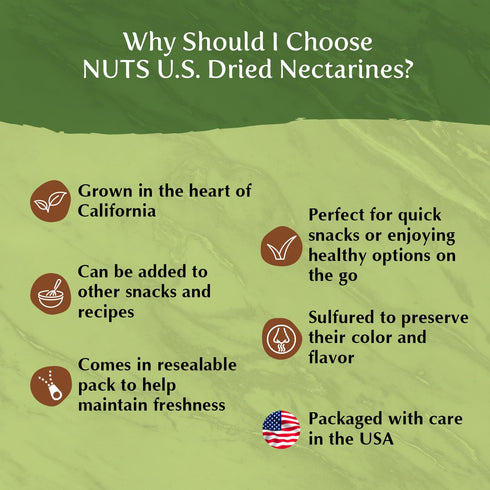 Packed (4 LBS) NUTS U.S. - Dried Nectarines I Grown in California I Sun Dried Chewy Flavor I GMO Free I In Resealable