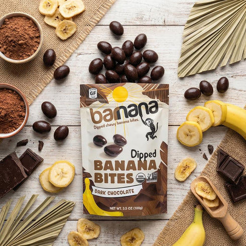 3.5 (Pack 3) Barnana Organic Dark Chocolate Dipped Chewy Banana Bites, Ounce Bag