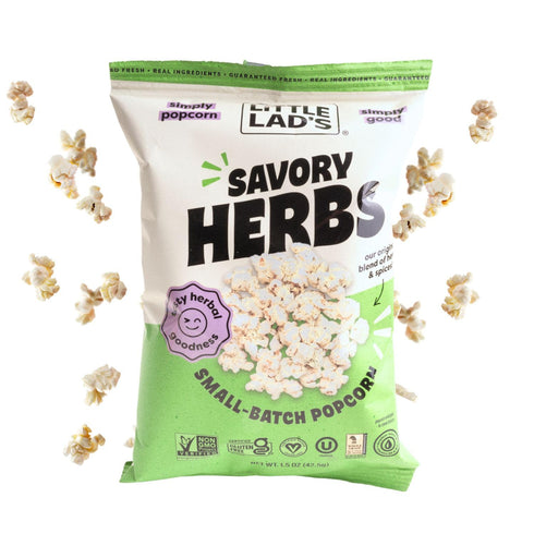 Little Lads Healthy Popcorn (Savory Herbs) - Vegan, Gluten-Free, Non-GMO Herb &