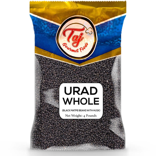 TAJ Gourmet Foods TAJ Urad Whole Dal | 4-Pounds | Black Gram