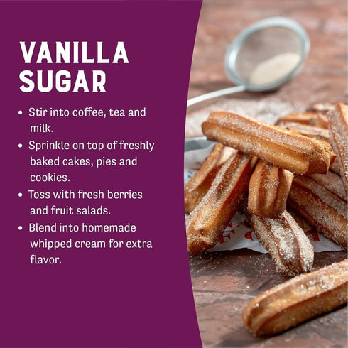 11.25 oz Judee's Vanilla Sugar - Made with Premium Caster Sugar - Sprinkle on Desserts and Sweeten Tea or Coffee - Made
