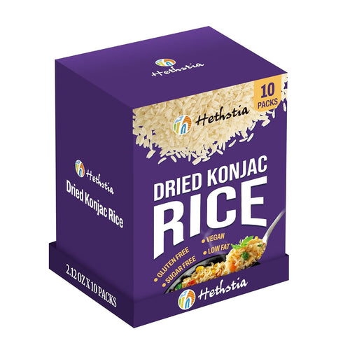 Hethstia Dried Konjac Rice, 10 Packs Gluten Free Dried Shirataki Rice, Sugar