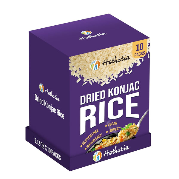 Hethstia Dried Konjac Rice, 10 Packs Gluten Free Dried Shirataki Rice, Sugar