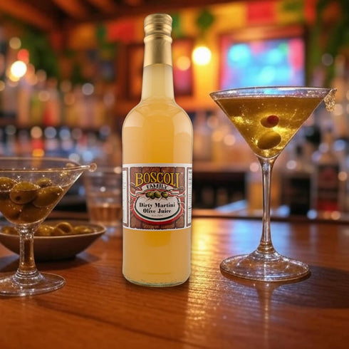 25 oz Pack 2, Boscoli Dirty Martini Olive Juice - Bottle, of All Natural, Gluten-Free - Premium Cocktail Mixer