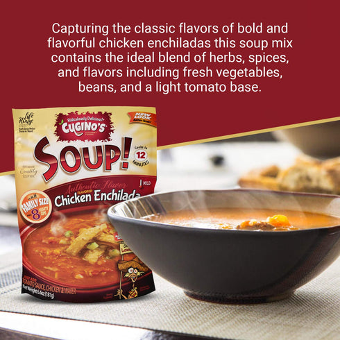 6 Pack, 12 Cugino's Chicken Enchilada Soup Mix, Homemade Southwest Gourmet Flavor with Vegetables, Beans, and Tomatoes