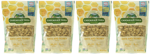 Cascadian Farm 11 (Pack 4) Organic Oats And Honey Granola, Non GMO, Ounces