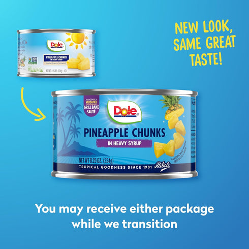 8.25 oz 12 Pack Dole Pineapple Chunks in Heavy Syrup - Dole Canned Fruit - Rich Source of Vitamin C - Cans