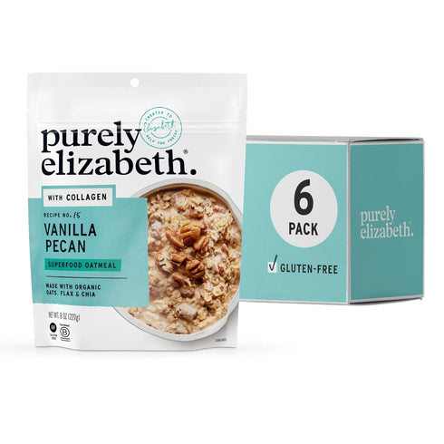 by purely elizabeth. Purely Elizabeth Vanilla Pecan Superfood Oatmeal, with Collagen, Gluten Free, 8 Oz