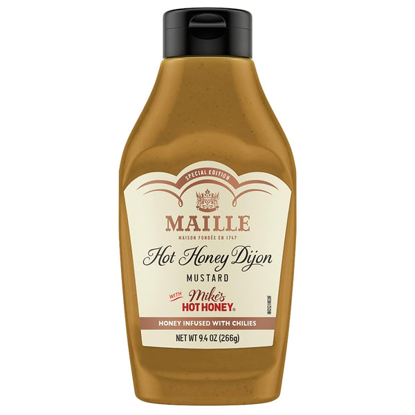 Maille x Mike's Hot Honey Special Edition Savory-Sweet Condiment with Spicy Kick, Gluten-Free Hot Honey Dijon Mustard