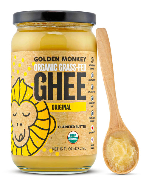 GOLDEN MONKEY Organic Ghee Butter Grass Fed Clarified Butter for Cooking, Baking,