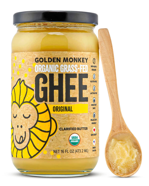 GOLDEN MONKEY Organic Ghee Butter Grass Fed Clarified Butter for Cooking, Baking,