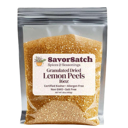 SavorSatch Lemon Peel Granules - 16oz Resealable Pouch | Certified Kosher, GMO-Free, Allergen-Free