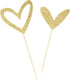 24 PCS Cute Gold Glitter Heart Cupcake Toppers for Wedding, Bridal, Anniversary, Baby Shower Party Decorations