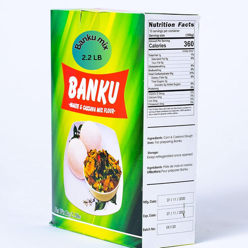 2.2 LB 8oz Banku Mix Ghana + Special Shito Mild Pounded Maize & Cassava Flour | Authentic Ghana Sauce Shrimp Pepper