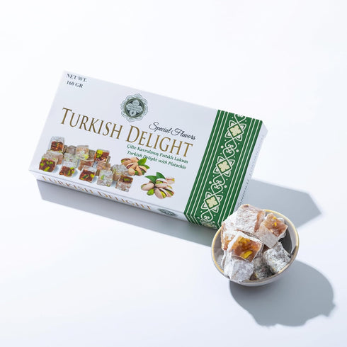 (5.6 oz) Mehur Safranbolu Lokumcusu Turkish Delight Pistachios: Gourmet Candy & -Snack Lovers, Turkish Delight Candy