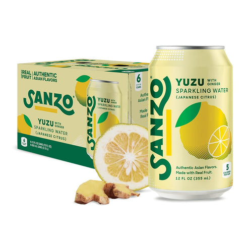 Sanzo Flavored Sparkling Water - Yuzu Lemon Seltzer (with Ginger) - Low